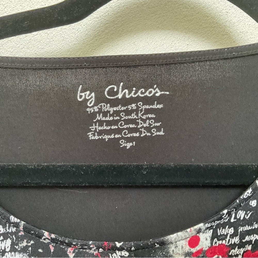 Chico's Red, Black Multi Patterned Top Stretchy S… - image 2